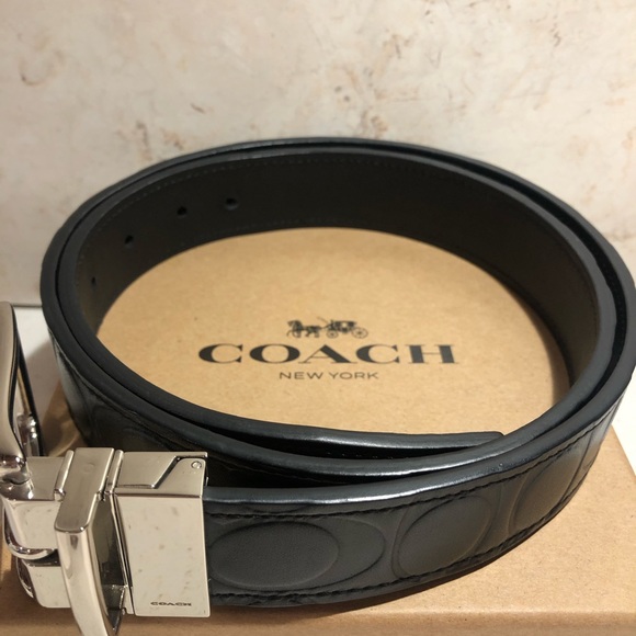 Coach Signature Black Leather Belt - Picture 8 of 13